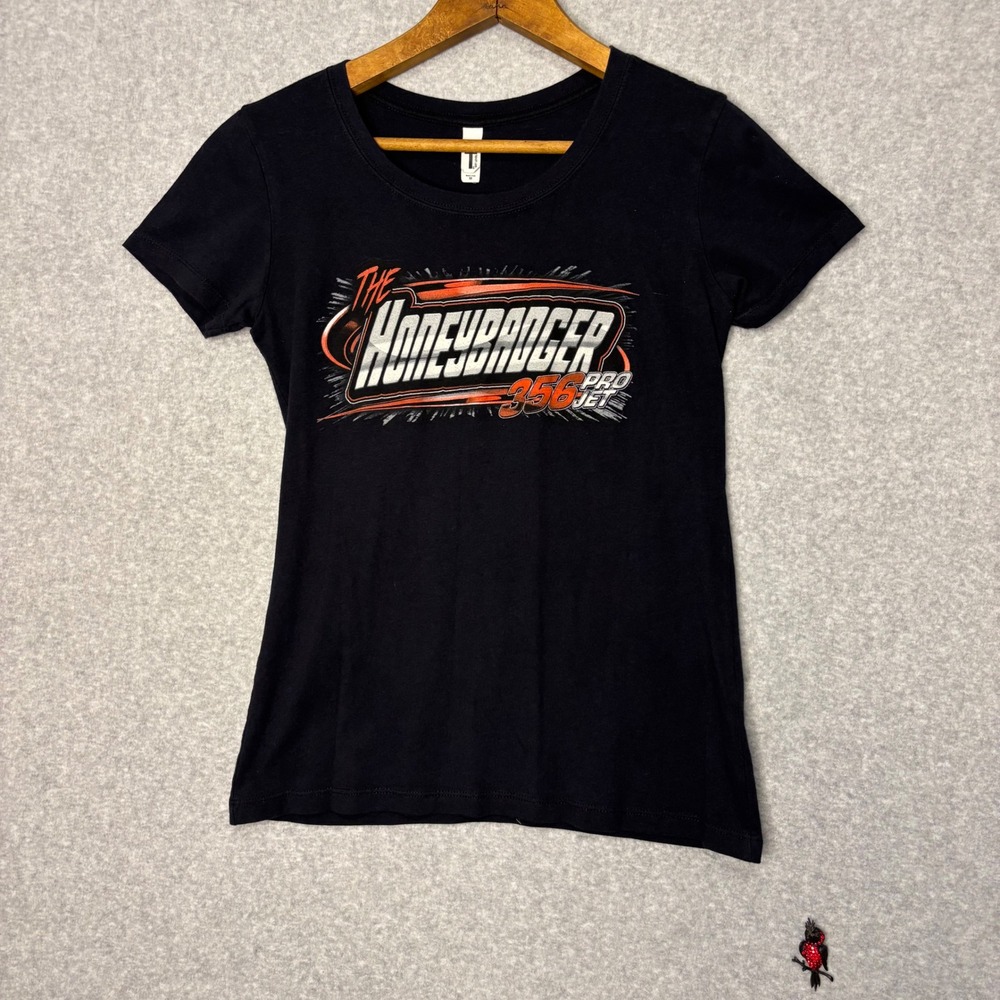 Ledbetter Racing Womens Medium Honeybadger T-Shirt Black Pro Jet 356 Graphic Tee